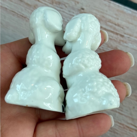VTG Japan SALT & PEPPER SHAKERS White Bone China Poodle Dogs Mid Century Modern - Picture 3 of 7